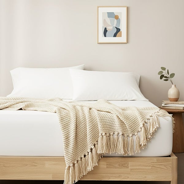 Egyptian Cotton Fitted & Pillow Case Set White - No Flat Sheet Carousel 2