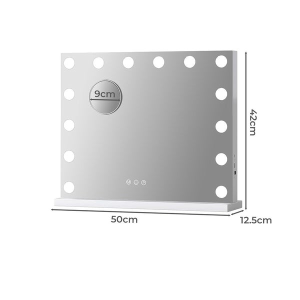 Yezi Hollywood Makeup Mirror 50x42cm with 14 LED Lighted Vanity Touch Mirrors Carousel 2