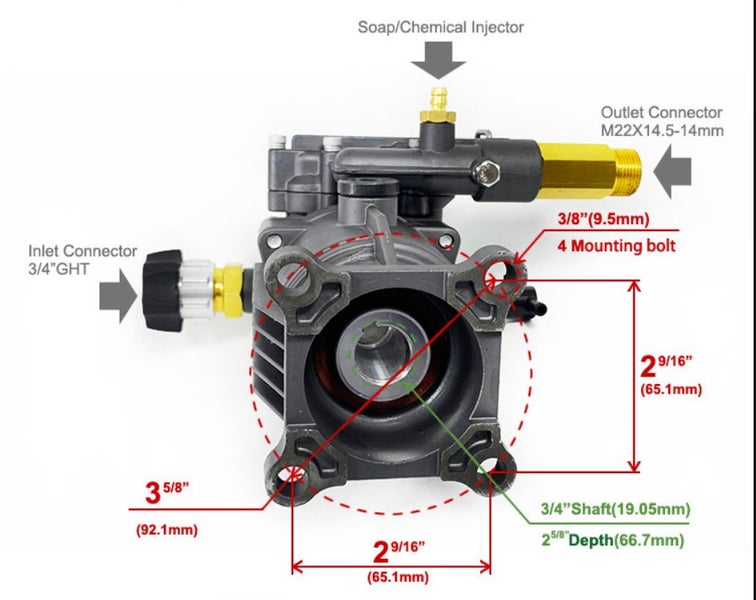 Water Blaster Pump 2200-3000 PSI 9 LMP for 3/4"(19.05mm) Keyed Shaft Carousel 2