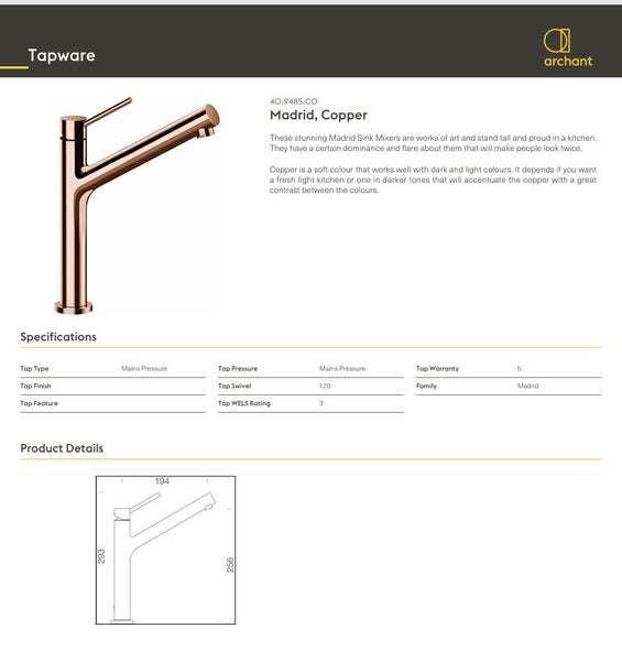 SCHOCK brand Madrid Sink Mixer, Brushed Brass RRP $1299 (Made in germany) Carousel 2