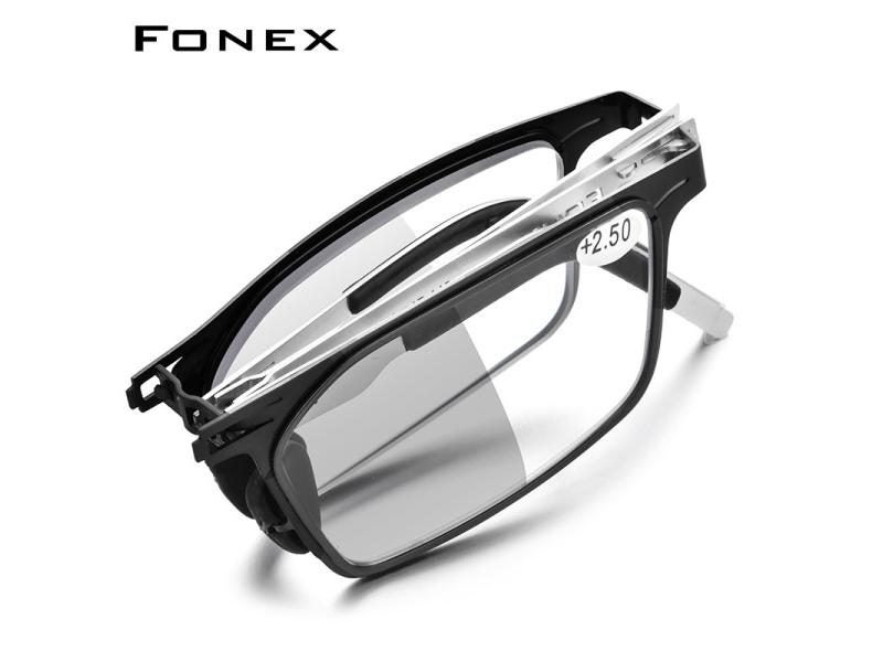 FONEX Photochromic Gray Anti Blue Blocking Folding Reading Glasses Men Women Carousel 1