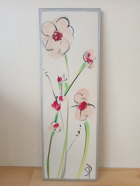 Handpainted floral art tile wall hanging by sharon peterkin Carousel 2