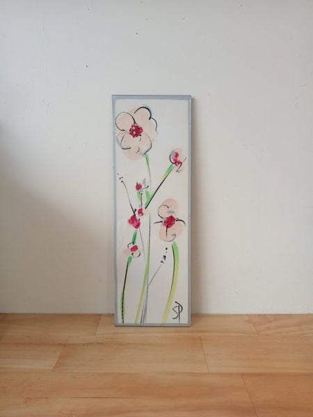 Handpainted floral art tile wall hanging by sharon peterkin Carousel 1