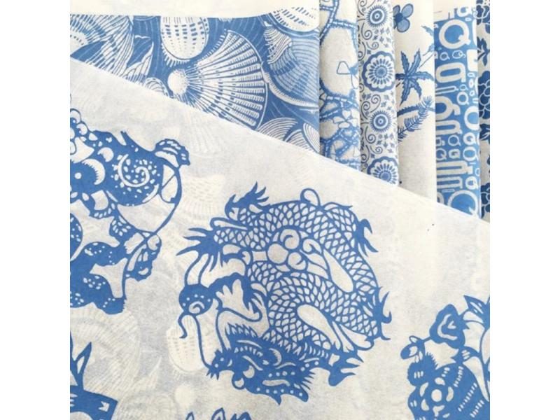 Pottery Ceramic Glaze Blue And White Decals High Temperature Transfer Paper DIY Carousel 1