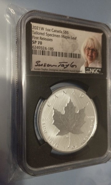 2021W 1oz Canada $5 Tailored Specimen Silver Maple Leaf NGC SP70 Signed! Carousel 1