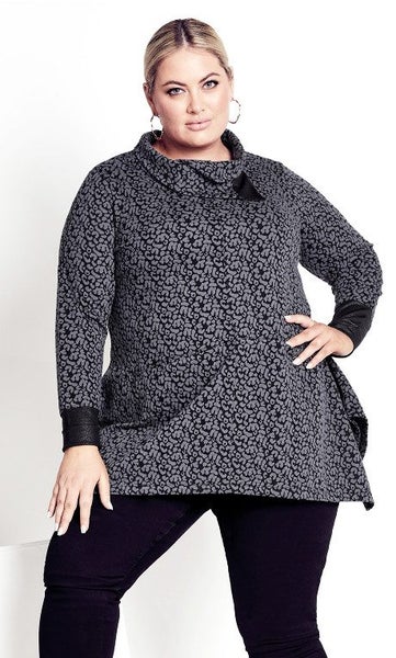 NAVABI KOLLEKTION Navy/Black Textured Tunic ~ Size 24 Carousel 1