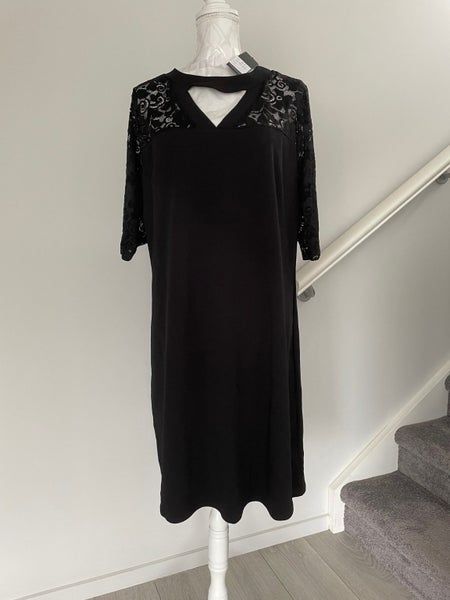 Pink Clove Choker Shift Dress with Lace Sleeves ~ Size 20-22 Carousel 1