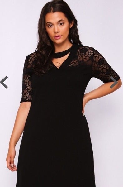 Pink Clove Choker Shift Dress with Lace Sleeves ~ Size 20-22 Carousel 2