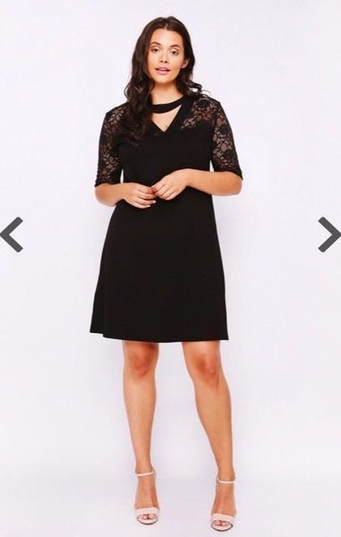 Pink Clove Choker Shift Dress with Lace Sleeves ~ Size 20-22 Carousel 3