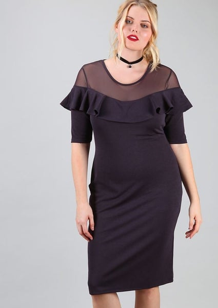 Pink Clove Mesh Insert Ruffle Front Dress ~ Size 24-26 Carousel 2