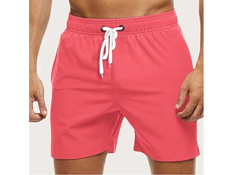 Men's Swim Trunks Beach Shorts Drawstring With Mesh Lining Elastic Waist Plain Carousel 1