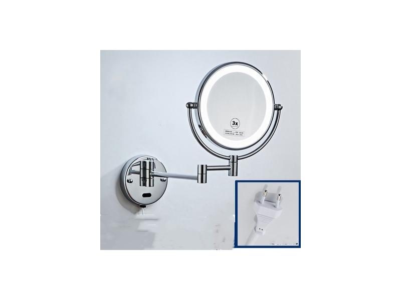 Dressing Mirror 8 Inch Two Side 3X /1X Wall Mounted Brushed Gold LED Mirror Carousel 1