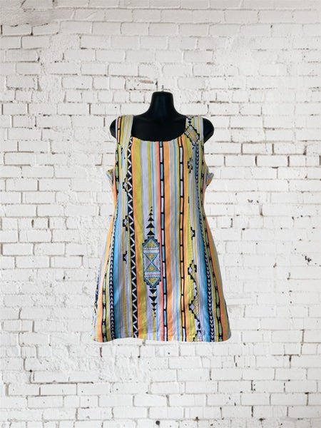 Minkpink Aztec Mini Dress M Cut Out Back Denim