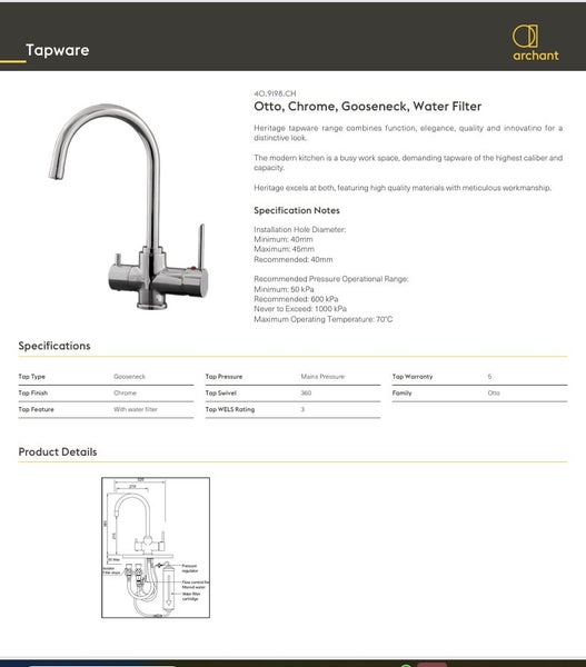 SCHOCK brand OTTO MP Sink Mixer With Gooseneck & filter RRP $1499 Carousel 2