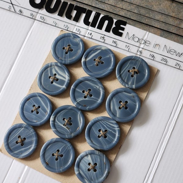 Grey blue 4 hole sewing buttons in bulk 12pieces hand making retro sew jackets Carousel 1