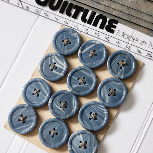 Grey blue 4 hole sewing buttons in bulk 12pieces hand making retro sew jackets Carousel 2