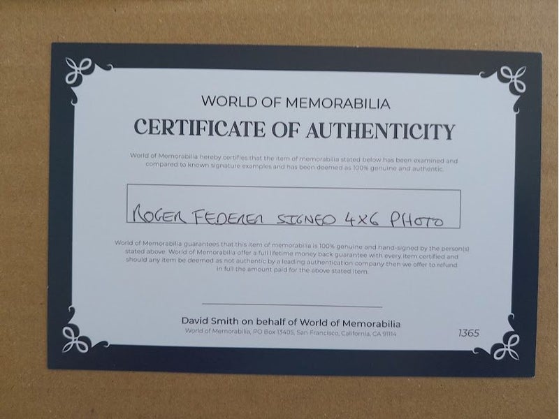 Roger Federer "Tennis Player" signed photo + Certificate Carousel 9