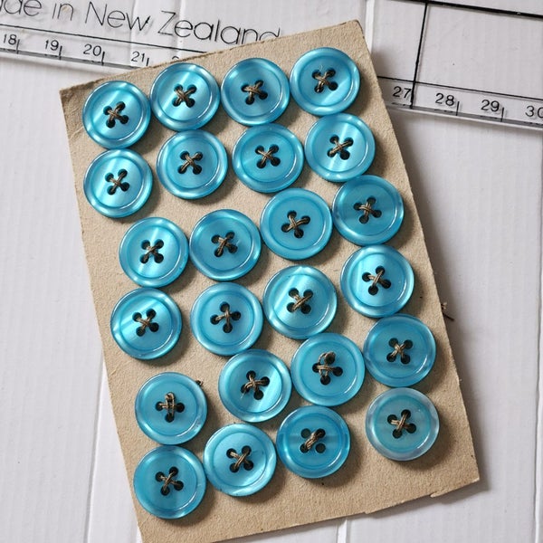Turquoise blue sea water 4 hole vintage sewing buttons bulk 24 pieces Carousel 1