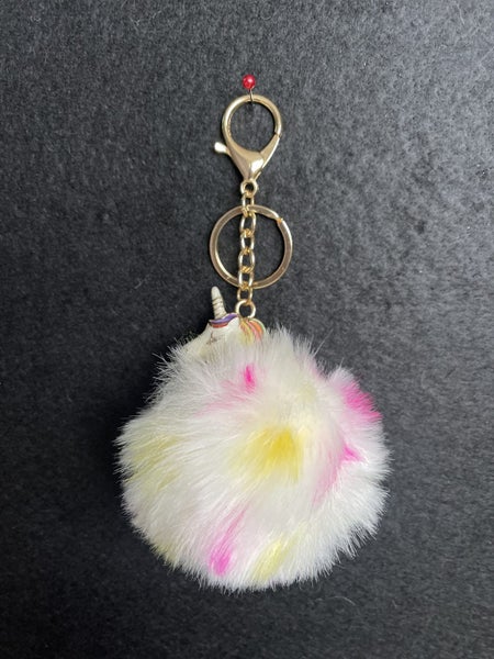 Fluffy unicorn pompom key ring/chain Carousel 6