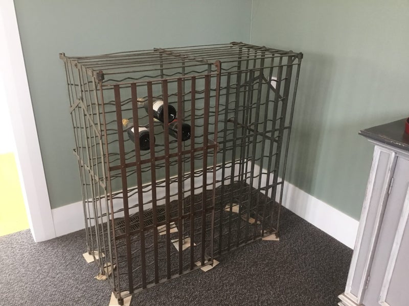 Antique metal French wine rack cage 200 bottles Carousel 1
