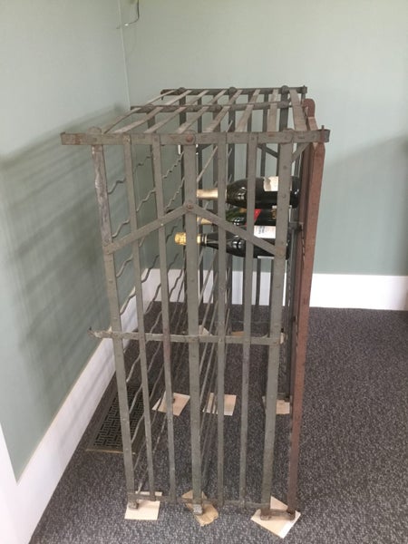 Antique metal French wine rack cage 200 bottles Carousel 2