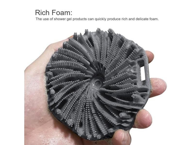 Soft Silicone Body Scrubber Bath Brush With Ergonomic Handle Portable Shower Carousel 2