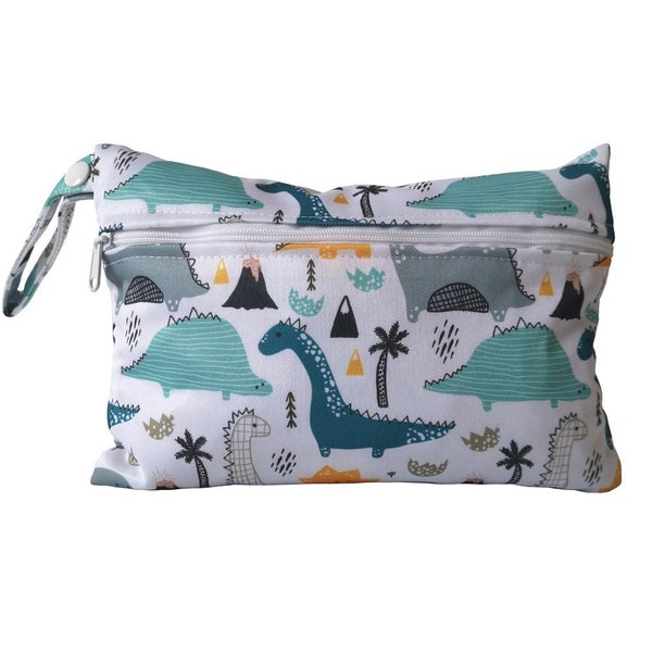 Small Wet Bag for Reusable Breast Pads, Wipes, Cloth Pads Dinos Carousel 1