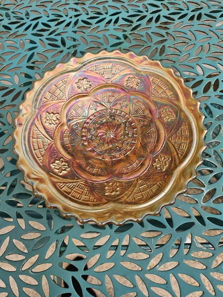 EARLY 20TH CENTURY DUGAN PERSIAN GARDEN CARNIVAL GLASS PLATE Carousel 1