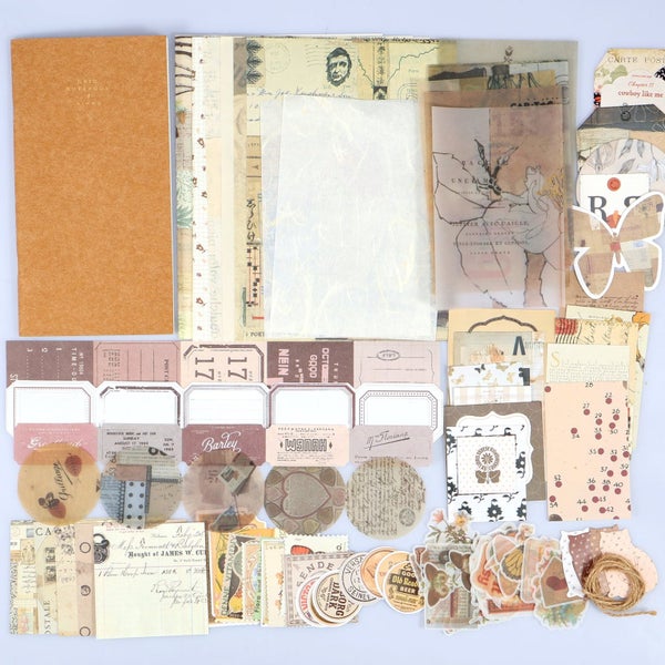86pcs Vintage Scrapbook Kit DIY Journaling Supplies Set with Scrapbook Sticke Carousel 1