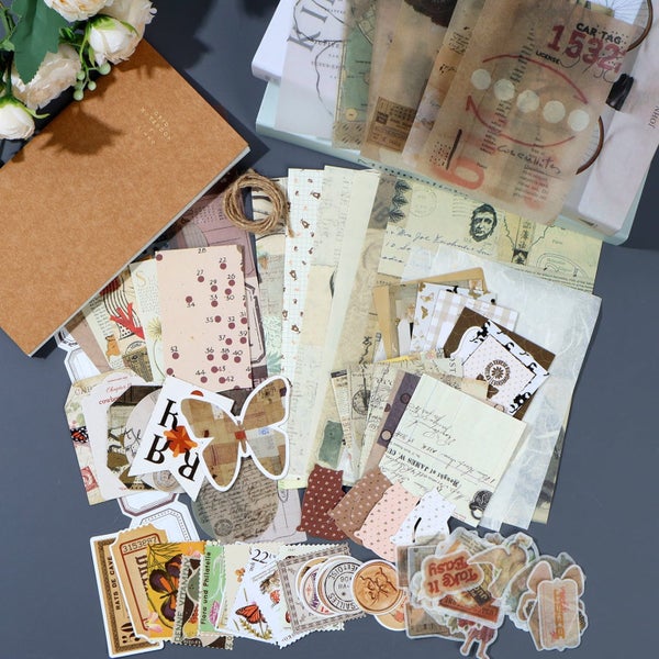 86pcs Vintage Scrapbook Kit DIY Journaling Supplies Set with Scrapbook Sticke Carousel 10