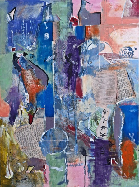 ORIGINAL ACRYLIC MIXED MEDIA ABSTRACT PAINTING - Bad Translation Carousel 1