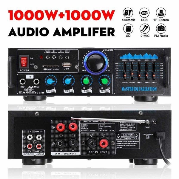 Mini Bluetooth Power Amplifier Home Car Stereo Audio Amp for Speaker Hifi Carousel 12