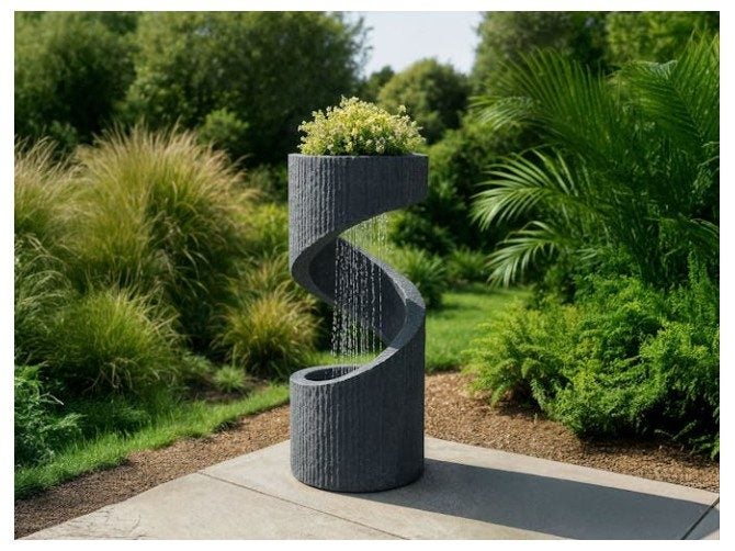 Basel Cement Spiral Water Feature with Pump & Lig… Carousel 6