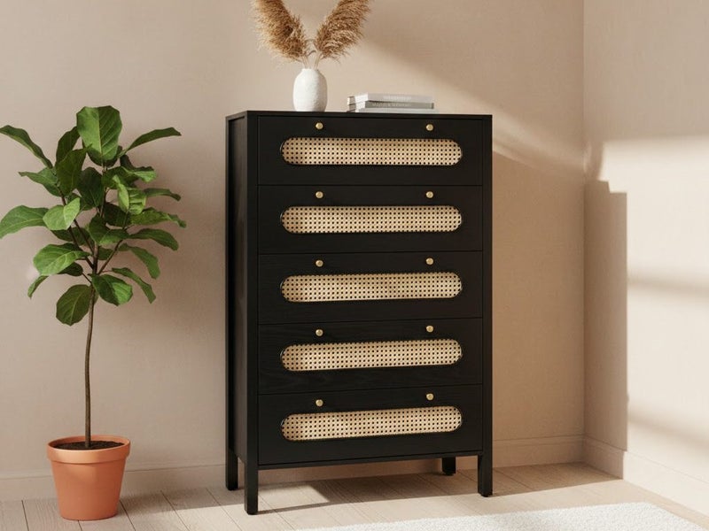 Tallboy Chest of Drawers Rattan Carousel 1