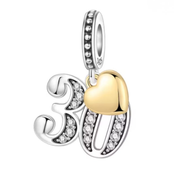 Sterling Silver 30 Birthday Charm - Fit's Pandora Bracelet