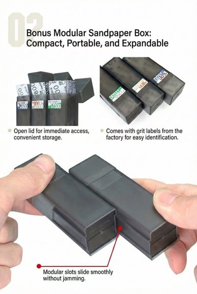 HOBBY MIO #400-#1500 Adhesive Grinding Sandpaper Combo - 120 Sheets (6 Grades... Carousel 6