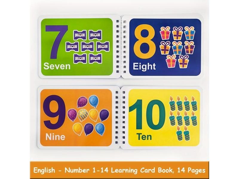 Numbers 1-14 English Words Learning Card Book Language Learning Teaching Aids Carousel 1