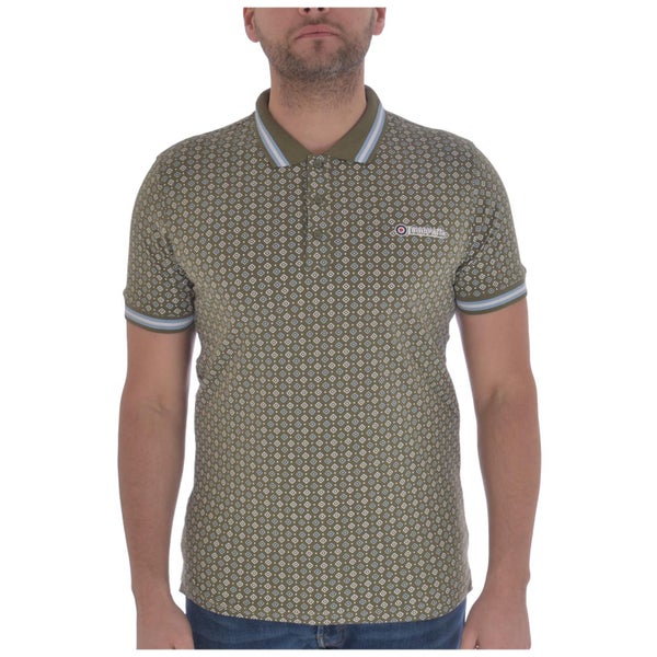Lambretta Mens Geometric Allover Print Polo Shirt Carousel 1