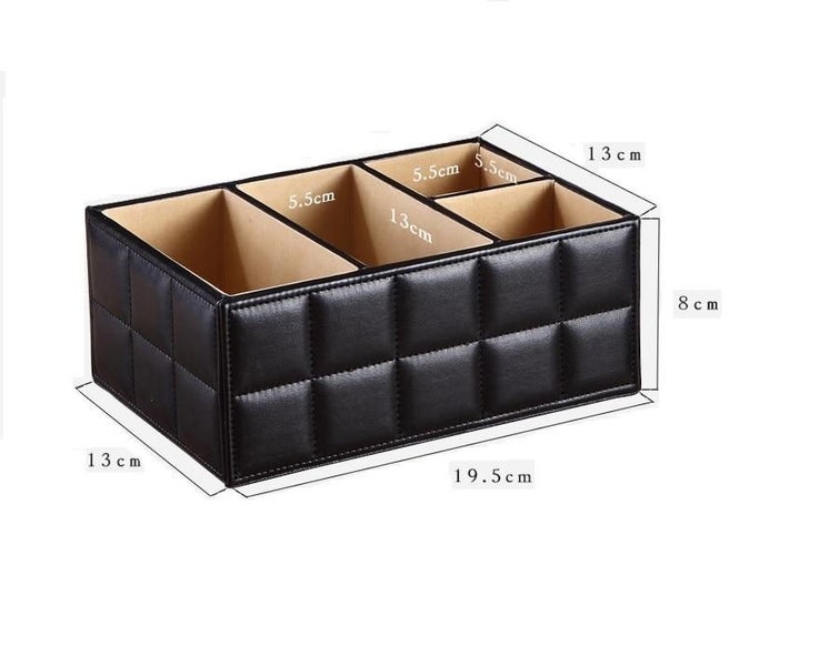 Black Or White Storage Box Pu Leather Desk Organiser Remote Control Holder Carousel 2