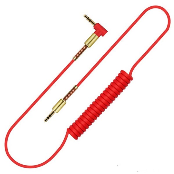 4.9Ft Aux Cable 3.5Mm Audio Spring Extension Cord Male To For Car Stereo Pc Head Carousel 2