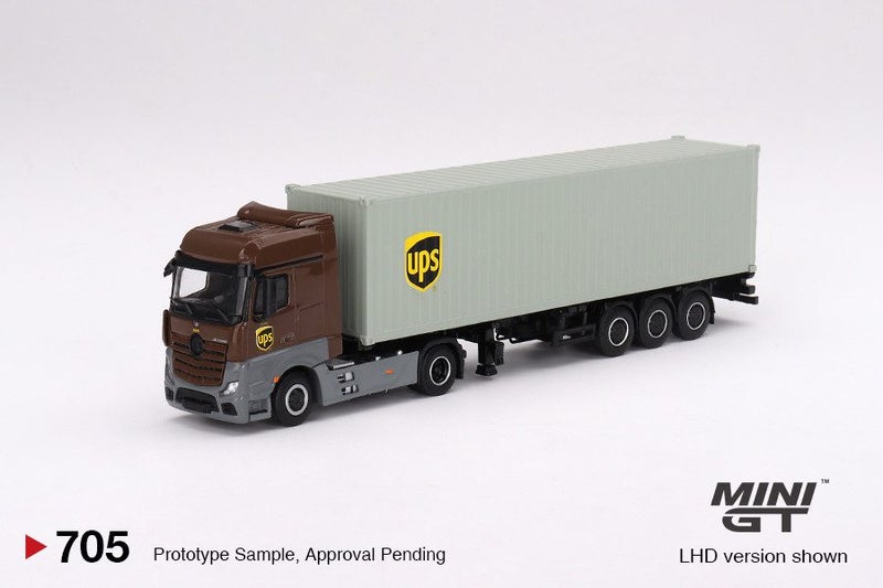 Mini GT Mercedes-Benz Actros w/ 40 Ft Container " UPS Europe" Carousel 2