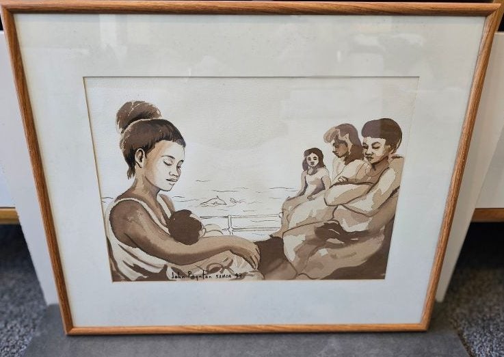 John Poynton Watercolor Framed Behind Glass. "Samoa 93". Stunning. Carousel 1