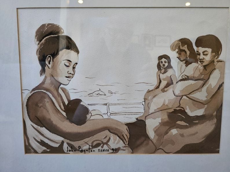 John Poynton Watercolor Framed Behind Glass. "Samoa 93". Stunning. Carousel 6