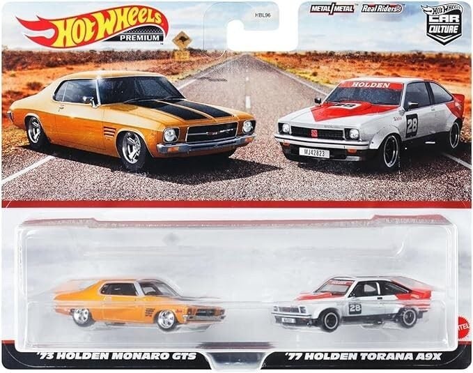 $1 Hot Wheels Premium 2 Packs '73 Holden Monaro GTS / '77 Holden Torana A9X Cars Carousel 1