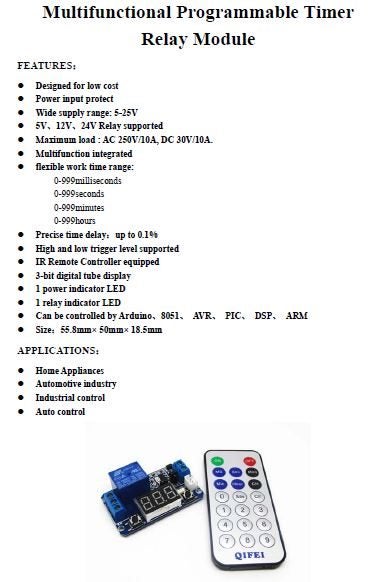 Timer Relay Programmable with IR controller 999 Hr 12V LC2 Carousel 2