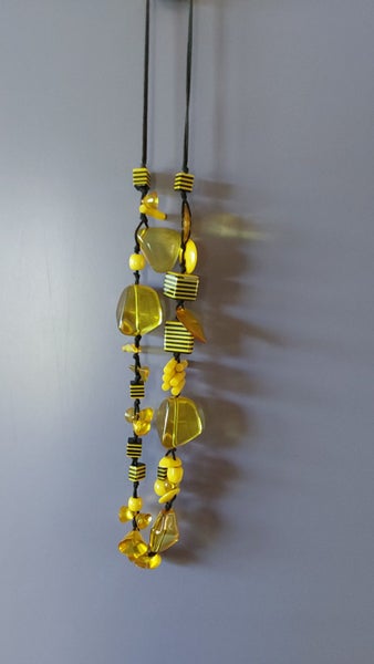 Iridescent Yellow Resin Chunky Statement Necklace – 17" Carousel 2