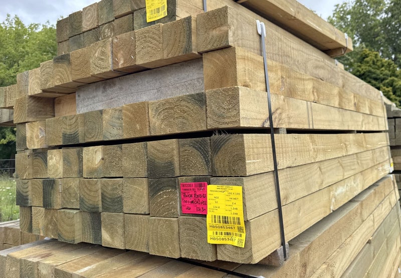 PINE, POSTS, 100 x 100mm, No2, ROUGH SAWN, H4 TREATED - 124.8m - TBT2351 Carousel 1