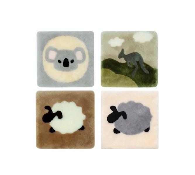 AUSTRALIAN SHEPHERD(R) Square Australian Sheepskin Wool Cushion Carousel 2