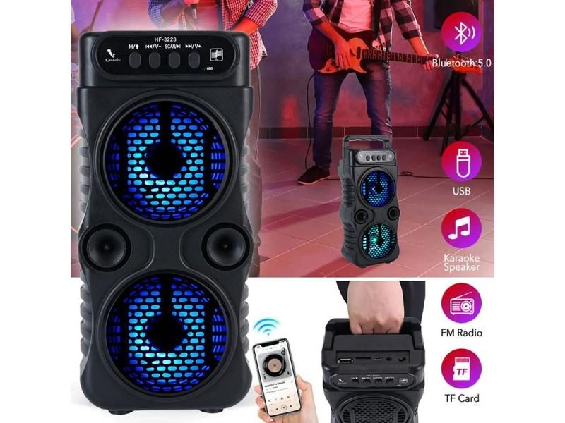 Outdoor Portable Wireless Speaker Dual 3 Inches Music Stereo Subwoofer Bass USB Carousel 1