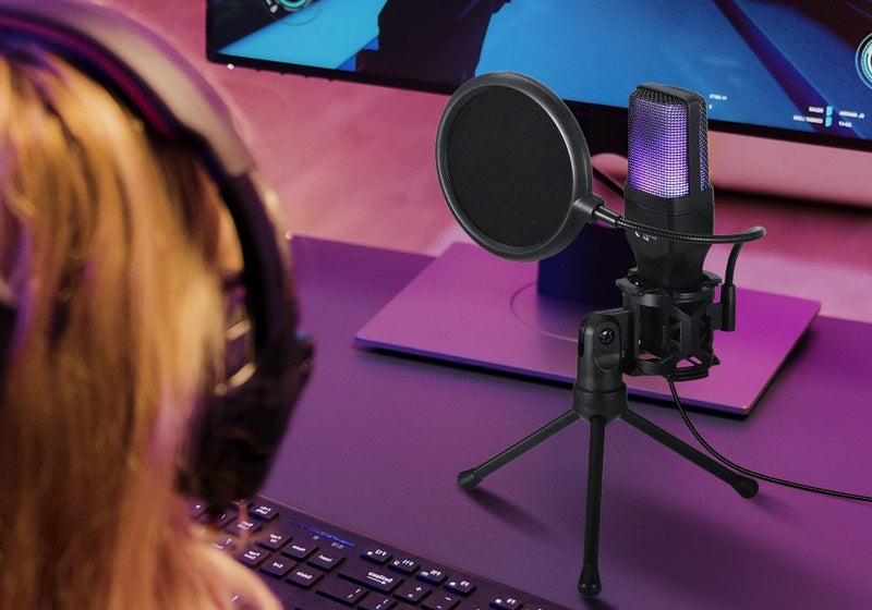 USB Condenser Microphone PC Mic Computer Tripod Stand Carousel 2